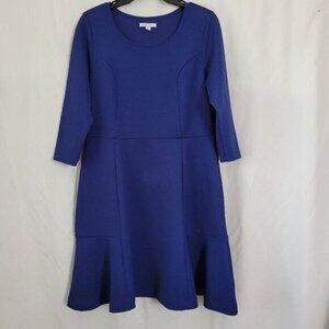 Isaac Mizrahi Shift Dress QVC Royal Cobalt Blue Medium Waffle Knit Minimalist